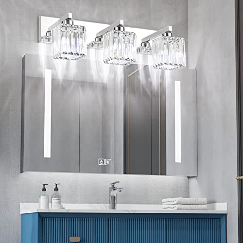 Aipsun Vanity Light Fixtures Crystal Bathroom Lighting Fixtures Chrome Vanity Light for Bathroom (Exclude Bulb) - Image 2