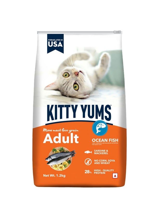 كيتي يم طعام القطط الجاف Kitty Yums Adult (+1 سنة)، سمك المحيط، عبوة 1.2 كجم  - Image 1