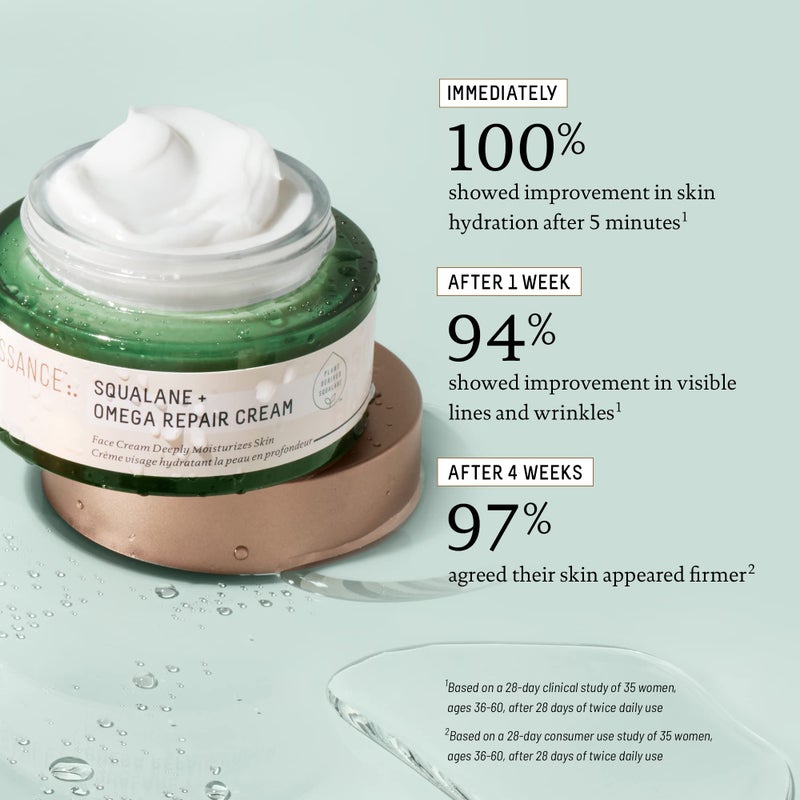BIOSSANCE Squalane + Omega Repair Cream - Ultra-Moisturizing Face Cream - Skin Care with Hyaluronic Acid, Ceramides, Squalane - Ideal for Dry & Sensitive Skin, Intense Hydration Moisturizer - 1.7oz - Image 3