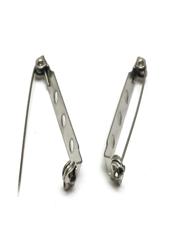 All In One Pin Back Clasp Brooch Findings for Badge Insignia, Citation Bars, Making Corsage, Name Tags, Toy Pins and Jewelry Making (Silver 30mm-50pcs) - Image 1