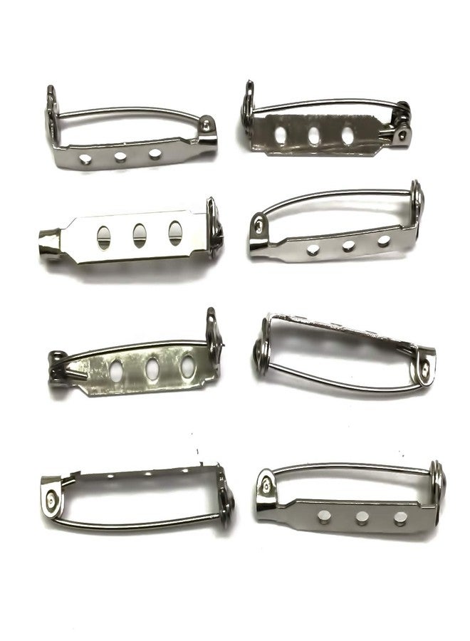 All In One Pin Back Clasp Brooch Findings for Badge Insignia, Citation Bars, Making Corsage, Name Tags, Toy Pins and Jewelry Making (Silver 30mm-50pcs) - Image 2