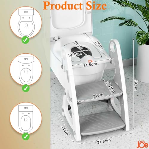 JUNIOR JOE 2 in 1 Potty Training Toilet for Boys & Girls, Used as Toddler Potty Seat & Kids Step Stool (GREY, 1) - Image 2