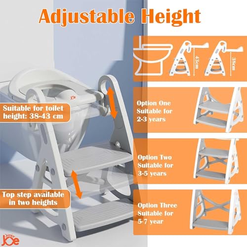 JUNIOR JOE 2 in 1 Potty Training Toilet for Boys & Girls, Used as Toddler Potty Seat & Kids Step Stool (GREY, 1) - Image 5