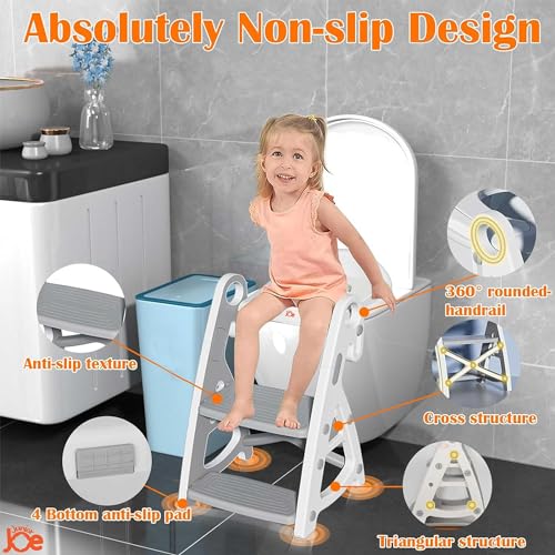 JUNIOR JOE 2 in 1 Potty Training Toilet for Boys & Girls, Used as Toddler Potty Seat & Kids Step Stool (GREY, 1) - Image 4