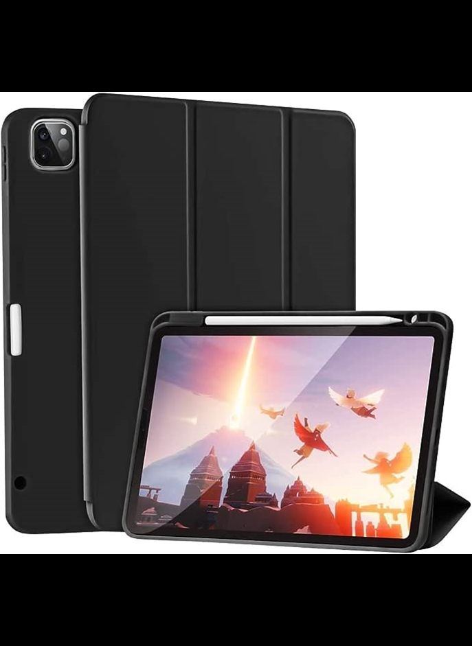 Case for iPad Pro 11 Inch 2021 3rd Gen  2020 2nd Gen  with Pencil Holder  Support iPad 2nd Pencil Charging Pair  Slim Trifold Stand  Smart Protective Case Cover  Auto Wake Sleep   Black