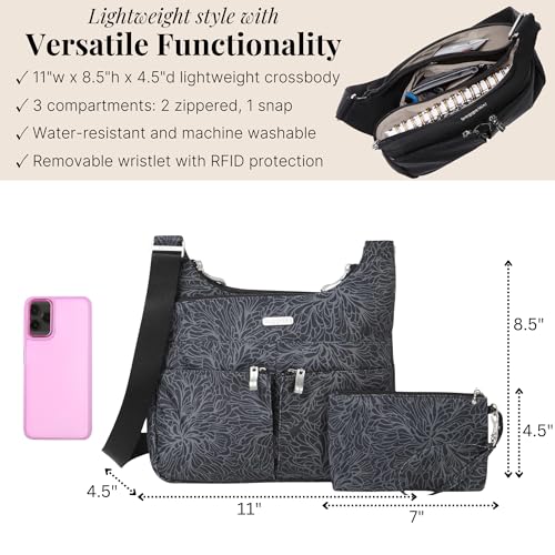 Baggallini Cross Over Crossbody Bag for Women - Lightweight Water-Resistant Travel Bag with Adjustable Strap RFID Wristlet - Image 3