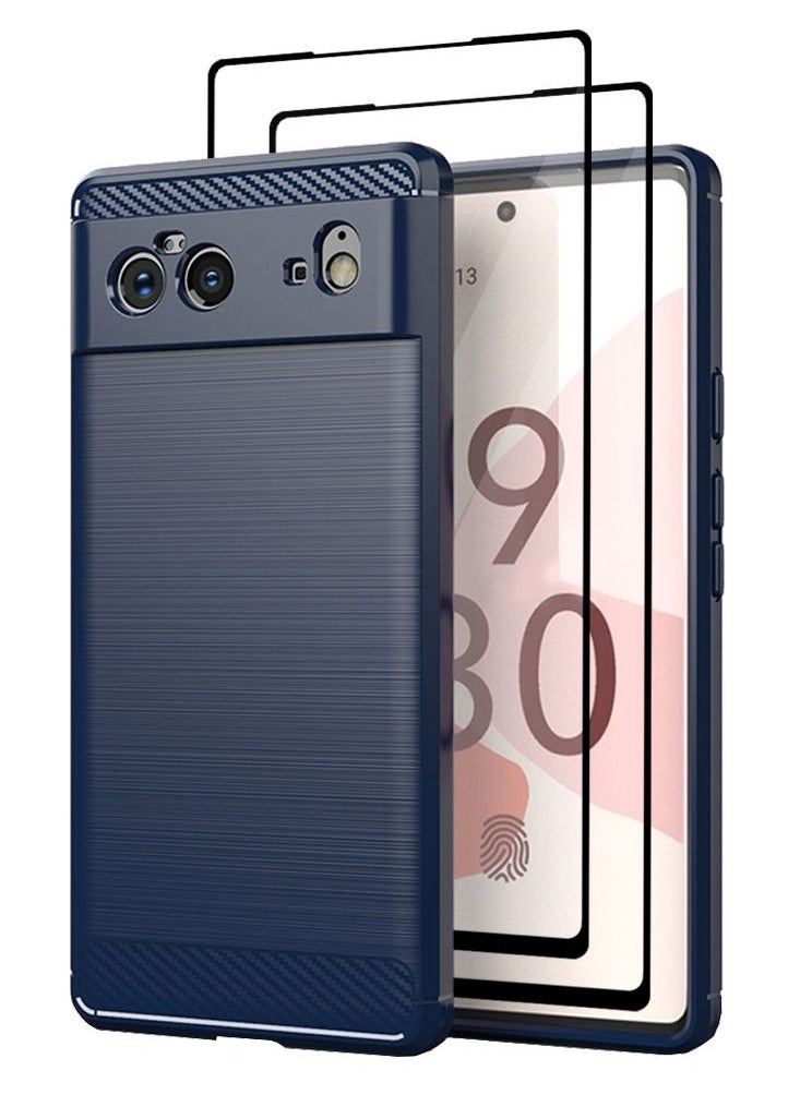 CATANES - 3 Packs For Google Pixel 6 Case Cover and 2 Screen Protectors Soft TPU Bumper Protective Back Case Blue - Image 1