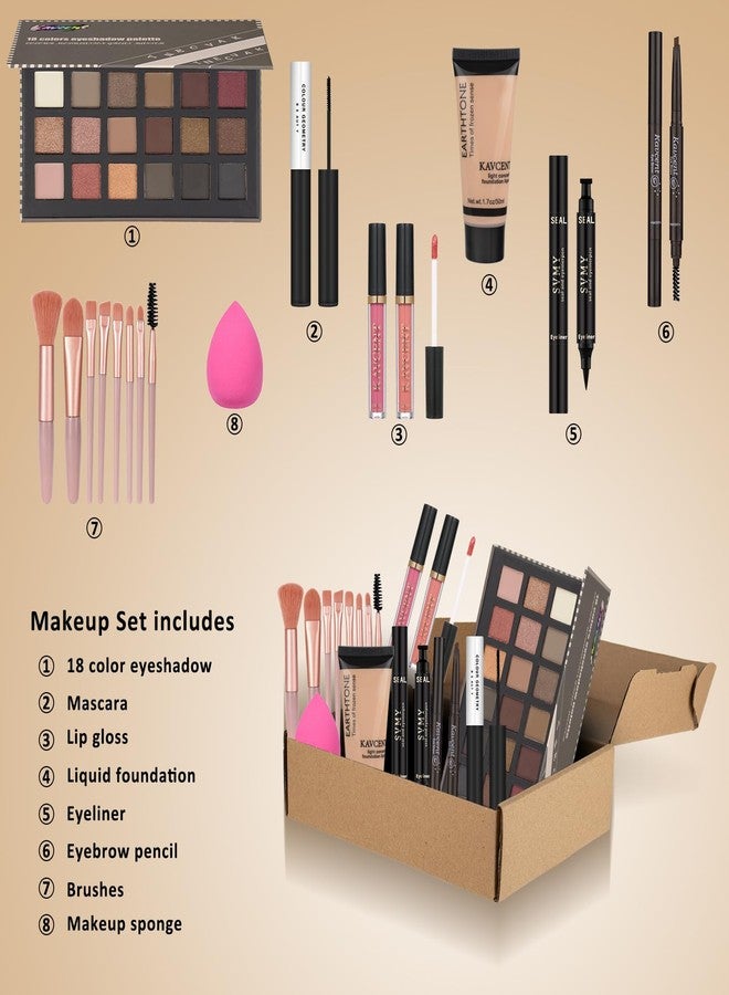 KAVCENT All in One Makeup Kit For Women Girls Teens Makeup set 16 Colors Eyeshadow Palette Foundation Eyeliner Contouring Stick Lip Gloss Eyebrow Mascara Makeup Brushes Makeup Gift Sets - Image 2
