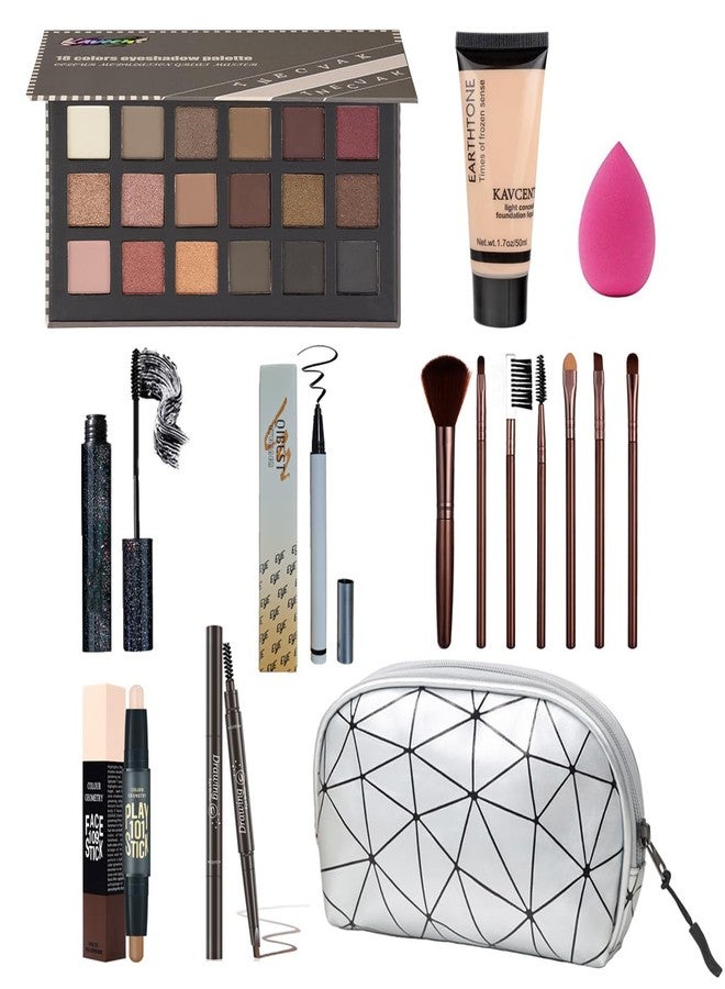 KAVCENT All in One Makeup Kit For Women Girls Teens Makeup set 16 Colors Eyeshadow Palette Foundation Eyeliner Contouring Stick Lip Gloss Eyebrow Mascara Makeup Brushes Makeup Gift Sets - Image 1