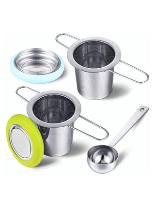 2 Pieces Tea Infusers with Tea Scoop Stainless Steel Tea Strainer Folding Handle Tea Filter Fine Mesh Strainer Brewing Basket with Silicone Lid for Loose Leaf Tea - pzsku/ZCBFA4FF81FAD18926A39Z/45/1747754900/15d08045-24f2-4b03-88ed-05795fda25d9