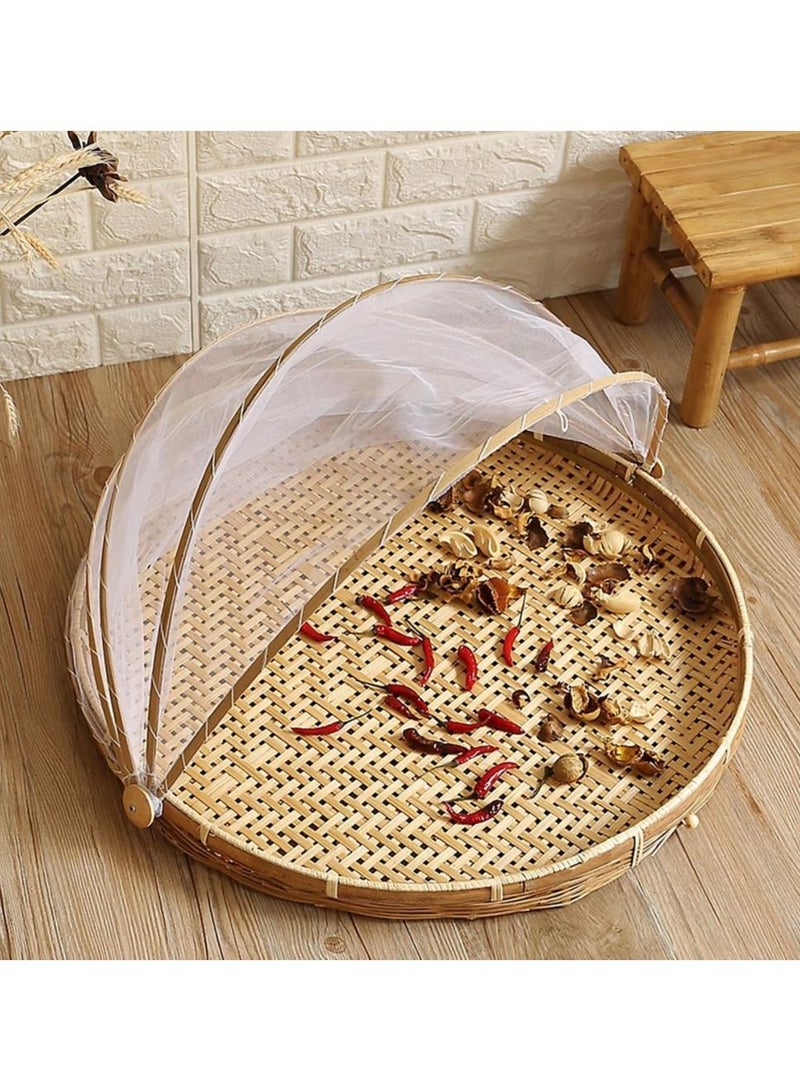 DubaiGallery 1pc Woven Dish Cover Food Storage Cover Dish Cover Bamboo Basket Dish Cover  - Image 3