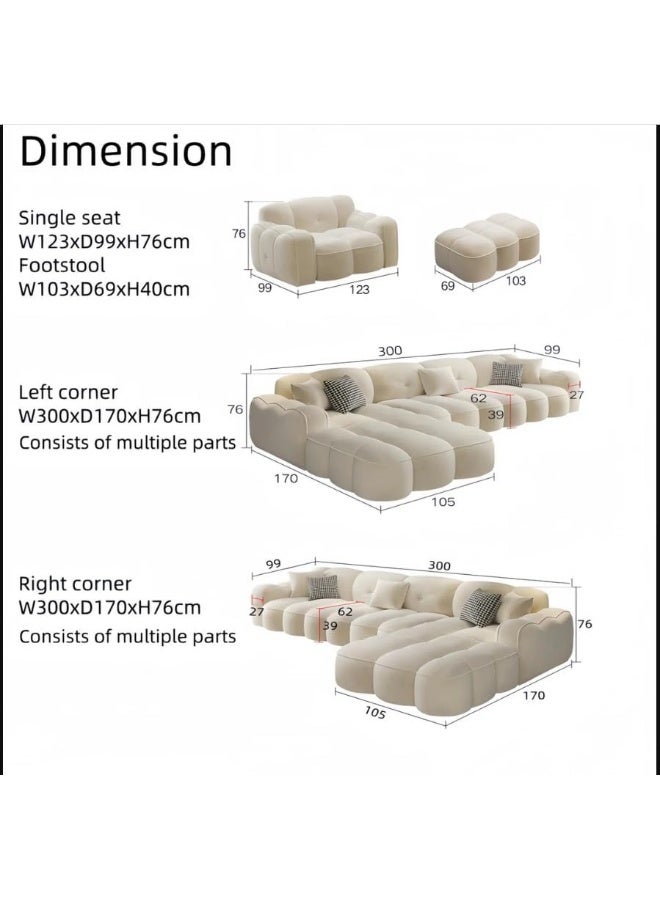 Poppins Home Marshmallow Fabric Sofa  Cozy Overstuffed Design for Your Living Room Comfort (LEFT BED, L shape Only)  - Image 2