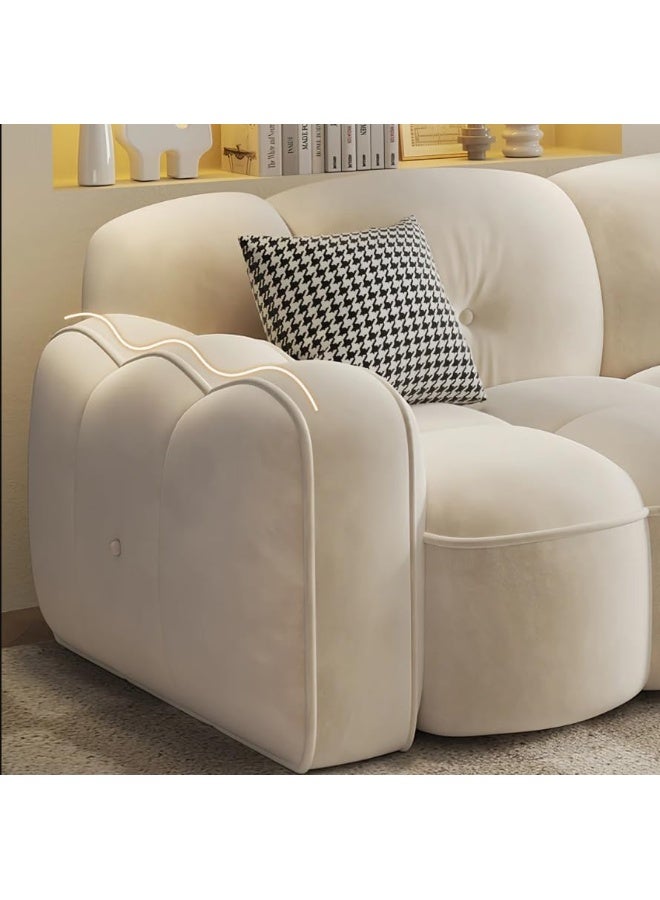 Poppins Home Marshmallow Fabric Sofa  Cozy Overstuffed Design for Your Living Room Comfort (LEFT BED, L shape Only)  - Image 4