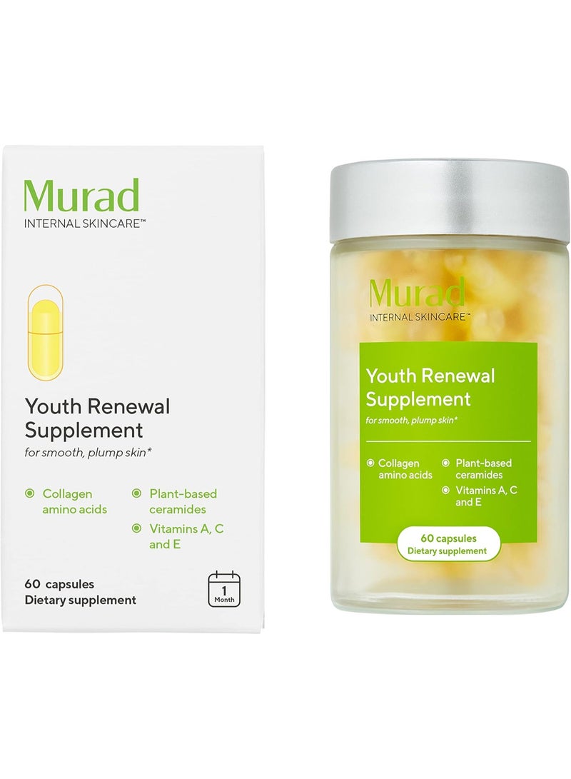 مراد مكمل لتجديد شباب البشرة للحصول على بشرة ناعمة ونضرة - مكمل تجميلي مضاد للشيخوخة - الكولاجين والسيراميدات يقللان التجاعيد والخطوط الدقيقة من الداخل، 60 كبسولة - تكفي لمدة 30 يومًا - Image 1