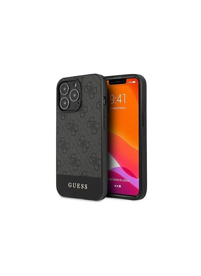 GUESS - CG MOBILE Guess PC/TPU 4G PU Case w/Bottom Stripe Metal Logo for 15 Pro (6.1") Classy Patterned Logo, Shockproof Protective Cover, Drop Protection, Precise Cutouts - Image 1