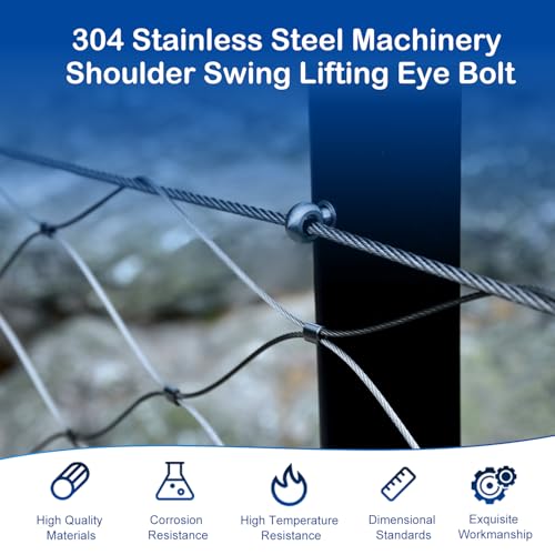 MroMax 4Pcs M6 x 35mm Swing Lifting Bolt, 304 Stainless Steel Metric Full Thread Machinery Shoulder Swing Lifting Eye Bolt for Home Renovation, Pipeline Gate Valves Fasteners - Image 3