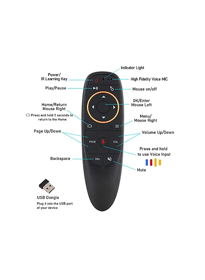 erorex Voice Remote Air Mouse Remote, 2.4G Rf Wireless Remote Control With 6 Axis Gyroscope And Ir Learning, Air Fly Mouse With Voice Input For Android Tv Box/Pc/Smart Tv/Htpc/Projector - Image 3
