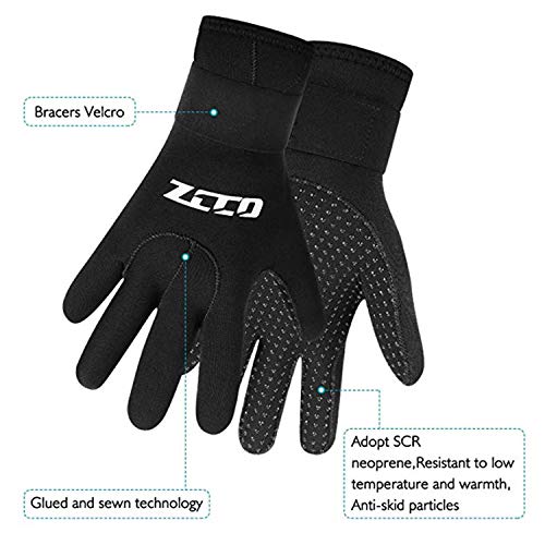 ZCCO Neoprene Diving Gloves - Double-Layer Thermal 3mm Wetsuit Gloves with Elastic Wrist & Skid Resistance Particles for Diving, Surfing, Snorkeling3mm-S - Image 2
