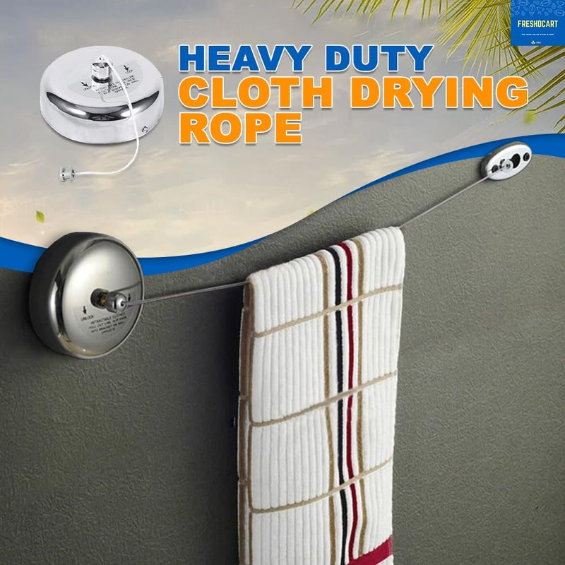 FreshDcart Pull Out Cloth Drying Rope Heavy Duty Clothes Drying Wire Clothes Line Wall Mounted for Hotel Bathroom Laundry Room Balcony Terrace 3 Meter 1Pc - Image 3
