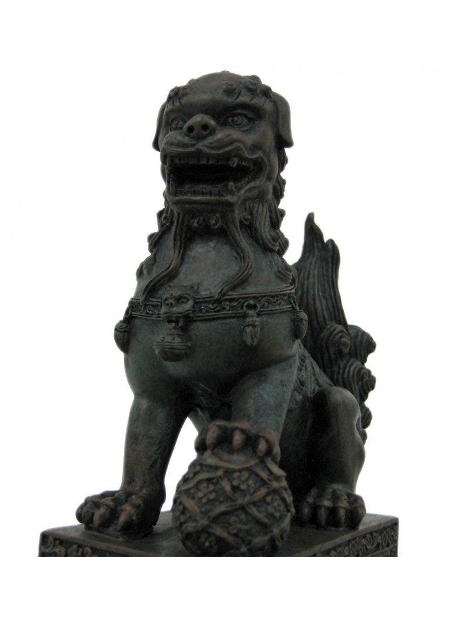 SUMMIT YTC Summit International, Inc. Pair of Chinese Lions Stone Guardian Statue on Engraved Base Figurines Set of 2 - Image 5