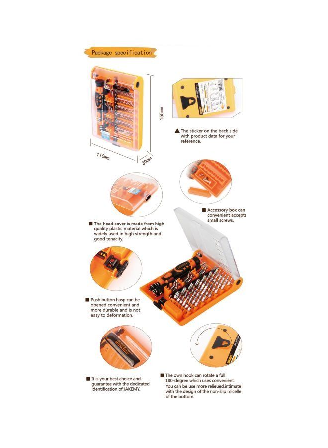 JAKEMY 52-Piece Screwdriver Tools Set Silver/Black/Orange - Image 5