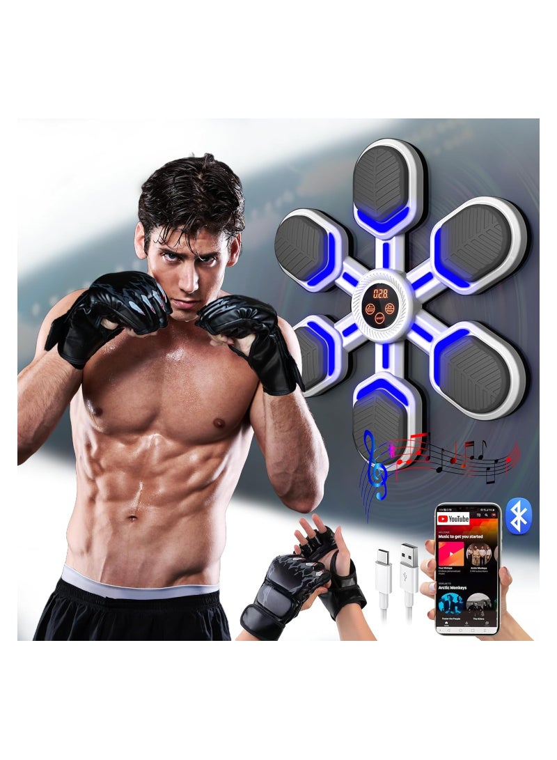 SYOSI Music Boxing Machine with Boxing Gloves, Wall Mounted Smart Bluetooth Music Boxing Trainer, Electronic Boxing Target Training Punching Equipment for Home, Home Workout, Agility Training Equipment - Image 1