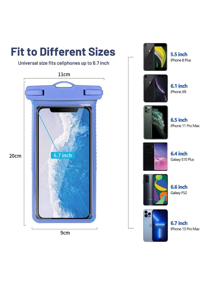 Captaintech Universal Waterproof Phone Case, IPX8 Shockproof Waterproof Phone Pouch Dry Bag, for iPhone 14 13 12 11 Pro Max, Blue, 1 PCS - Image 5