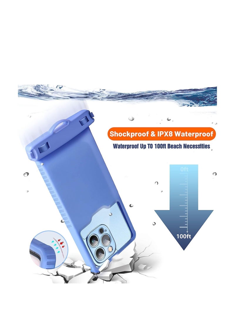 Captaintech Universal Waterproof Phone Case, IPX8 Shockproof Waterproof Phone Pouch Dry Bag, for iPhone 14 13 12 11 Pro Max, Blue, 1 PCS - Image 4