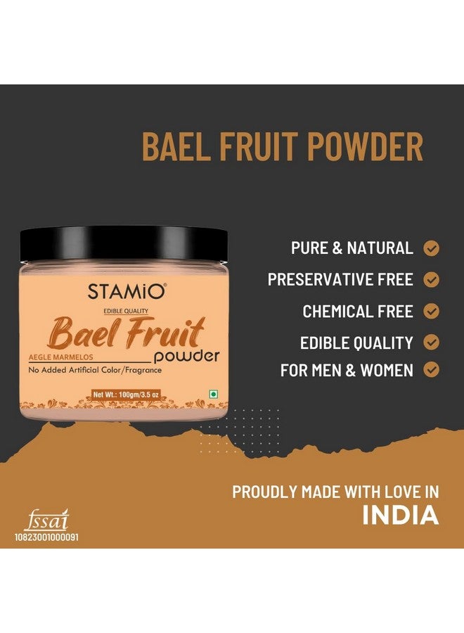 STAMIO Bael Fruit Powder 100gm | Belgiri, Bealgiri, Bael Phal Dry, Wood Apple, Aegle Marmelos, Bilva, Maredu Phalam | Digestive Health | In Jar 3.53 oz - Image 2