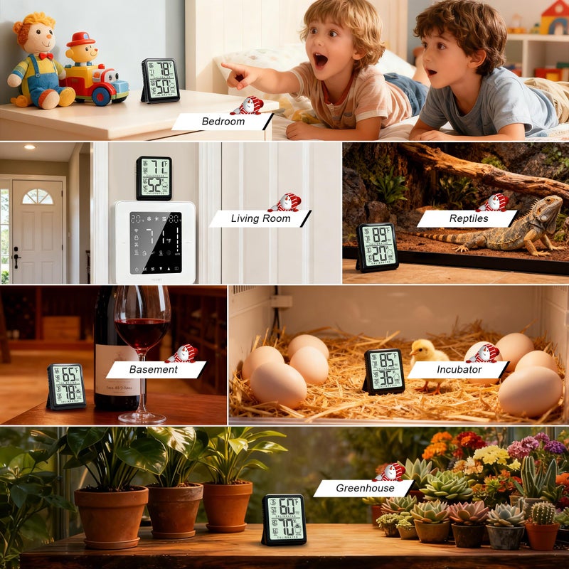 Antonki 2-Pack Room Thermometer, Digital Small Hygrometer Indoor Thermometer Humidity Gauge, Temperature Humidity Meter with Max/Min Record Monitor Sensor for Home, Plants - Battery Included - Image 5