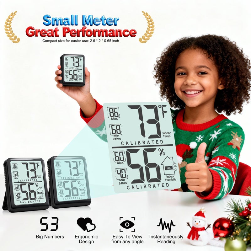 Antonki 2-Pack Room Thermometer, Digital Small Hygrometer Indoor Thermometer Humidity Gauge, Temperature Humidity Meter with Max/Min Record Monitor Sensor for Home, Plants - Battery Included - Image 3