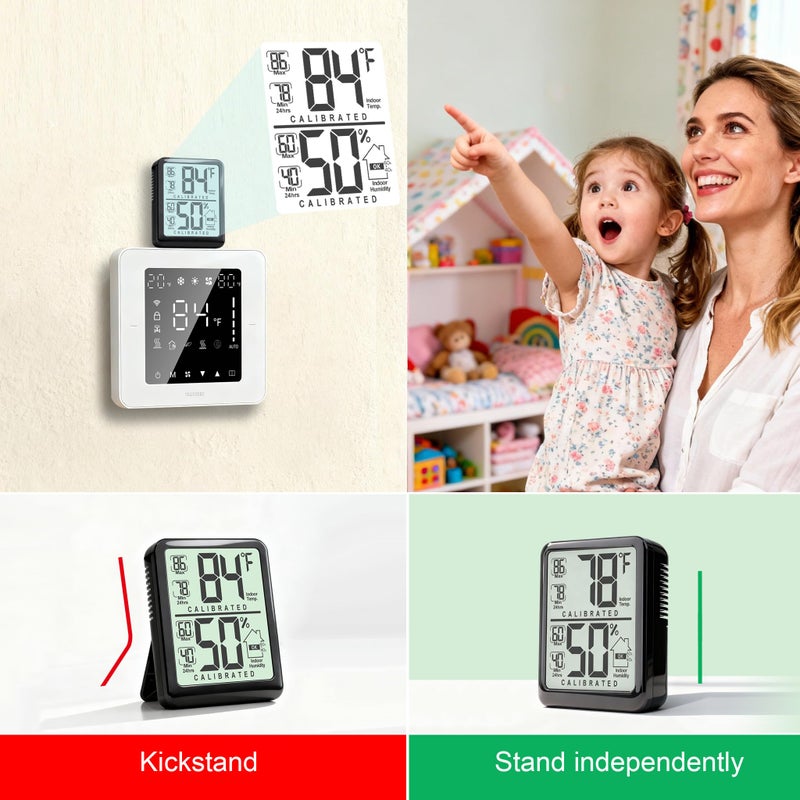 Antonki 2-Pack Room Thermometer, Digital Small Hygrometer Indoor Thermometer Humidity Gauge, Temperature Humidity Meter with Max/Min Record Monitor Sensor for Home, Plants - Battery Included - Image 4