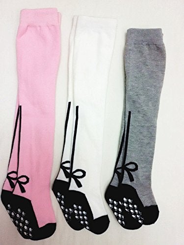 Toptim Baby Girl's Tights Stockings Non-skid Toddler Leggings Pants (white Gray Pink, 2-3T) - Image 5