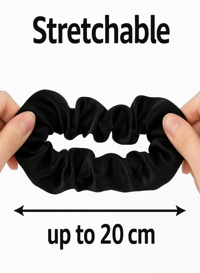 Pack of 3 Satin Scrunchies for Women - No-Damage Hair Accessories, Soft-Premium Elastic Ponytail Holders for Thick, Curly & All Hair - Smooth, Frizz-Reducing Hair Scrunchy, Black - Image 3