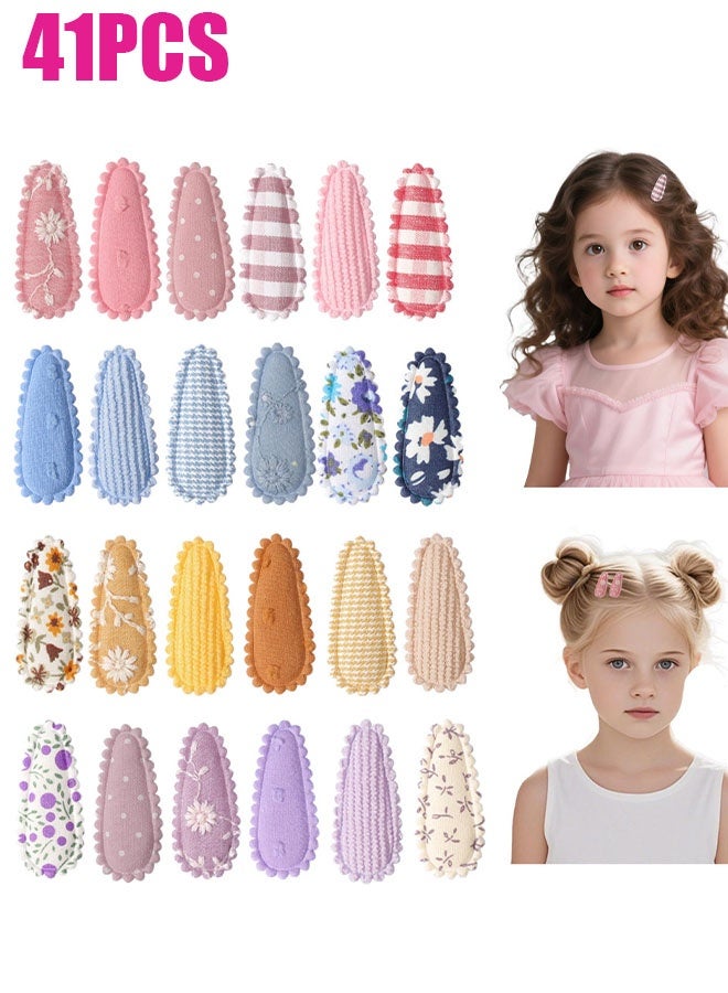 Happy D 41 Pcs Multicolour Snap Toddler Hair Clips - Flower Patterns Hair Pin, Wrapped Mini Hair Barrettes, Cute Hair Accessories for Girls and Infants - Image 1