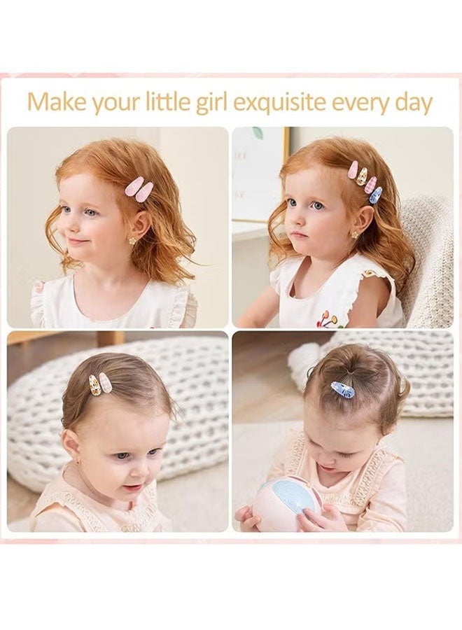 Happy D 41 Pcs Multicolour Snap Toddler Hair Clips - Flower Patterns Hair Pin, Wrapped Mini Hair Barrettes, Cute Hair Accessories for Girls and Infants - Image 4