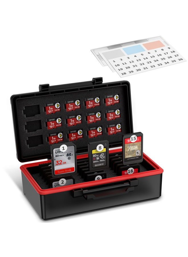 Kiorafoto 36 Slots SD MSD Memory Card Case Holder Water-Resistant Anti-Shock Storage Organizer for 21 SD SDHC SDXC/CFexpress Type-A/Switch Game Cards & 15 Microsd TF MSD Cards * Vertical Style - Image 1