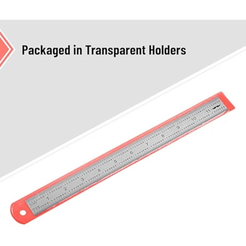 مستر.بين مسطرة من الستانلس ستيل مقاس 12 انش مع درجات 1/8 انش، 1/16 انش، 1/32 انش، 1/64 انش - Image 4