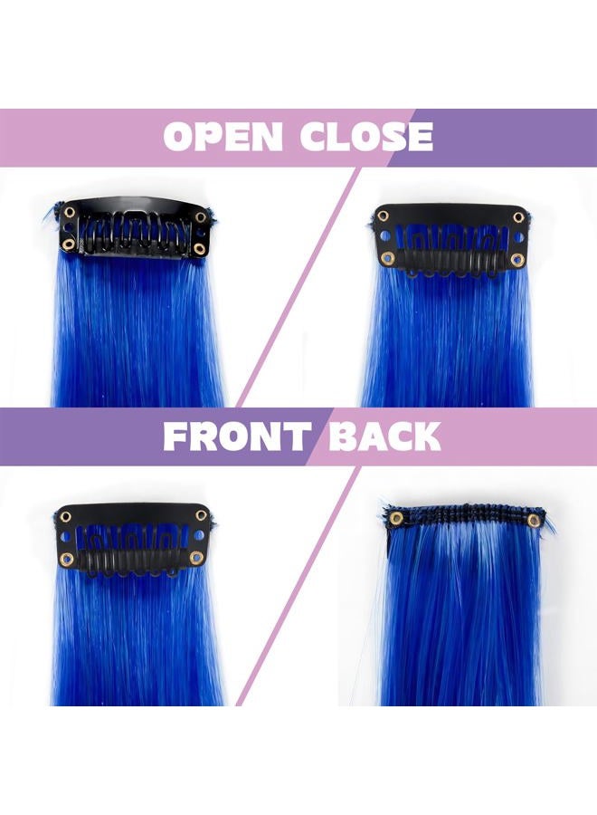 BEAHOT 12 PCS Colored Clip in Hair Extensions - BEAHOT 20 Inches Rainbow Long Straight Hairpieces Clip in Synthetic, Halloween Cosplay Dress Up Fashion Party Christmas New Year Gift for Women Kids Girls - Image 5