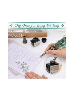 Generic Quill Feather Pen, Calligraphy Pen Set, Quill Pen with 10 Replacement Nibs, Ink, Pen Holder, 8 Writing Papers and 4 Envelopes for Stationery Gift  - Image 2