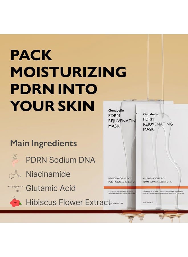 Genabelle PDRN Rejuvenating Mask Sheet - Lightweight Glass Skin & Toning Mask Sheet with PDRN, Niacinamide, Hyaluronic Acid, To Deeply Hydrate, Cool, and Visibly Plump the Skin, 0.84 fl oz* 5ea - Image 3