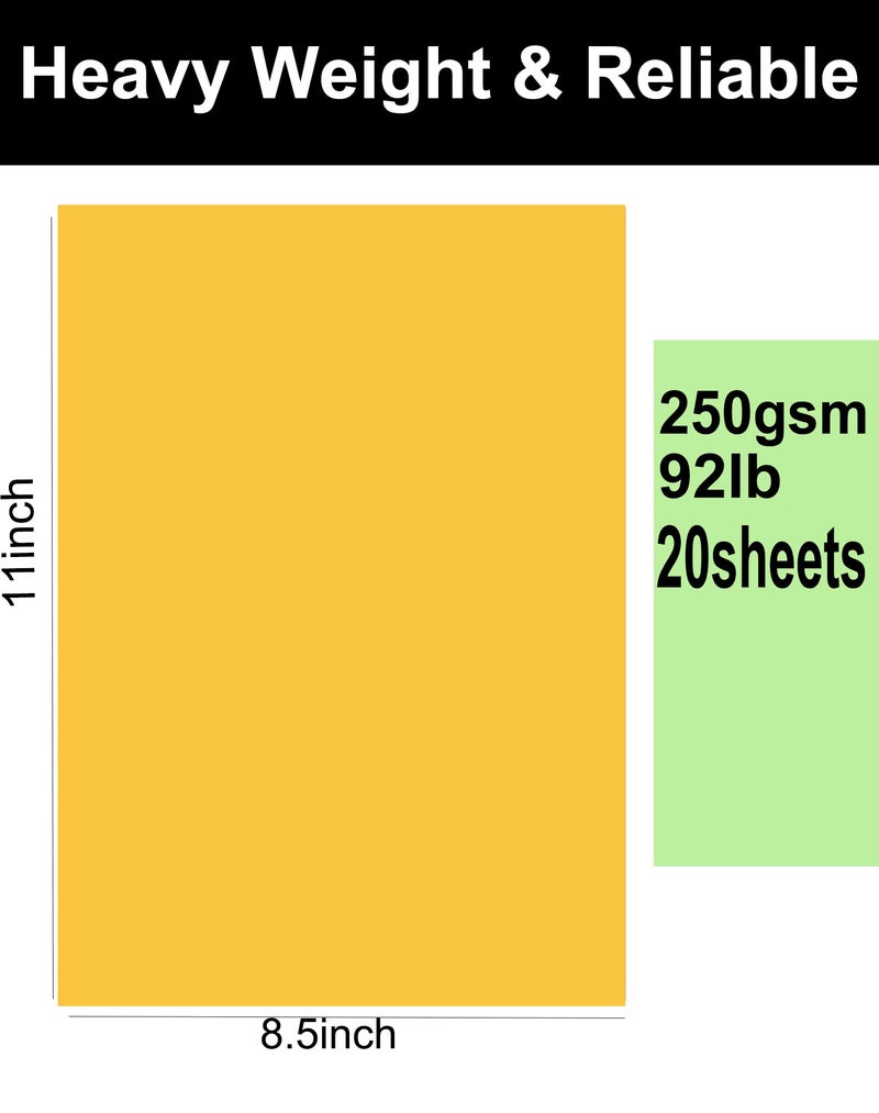 YVMVDV 20 Sheets Yellow Cardstock 8.5 x 11in, 250gsm/92lb Thick Yellow Craft Paper for DIY Arts, Cards Making, Invitations, Stationery Printing, Scrapbook Supplies - Image 2