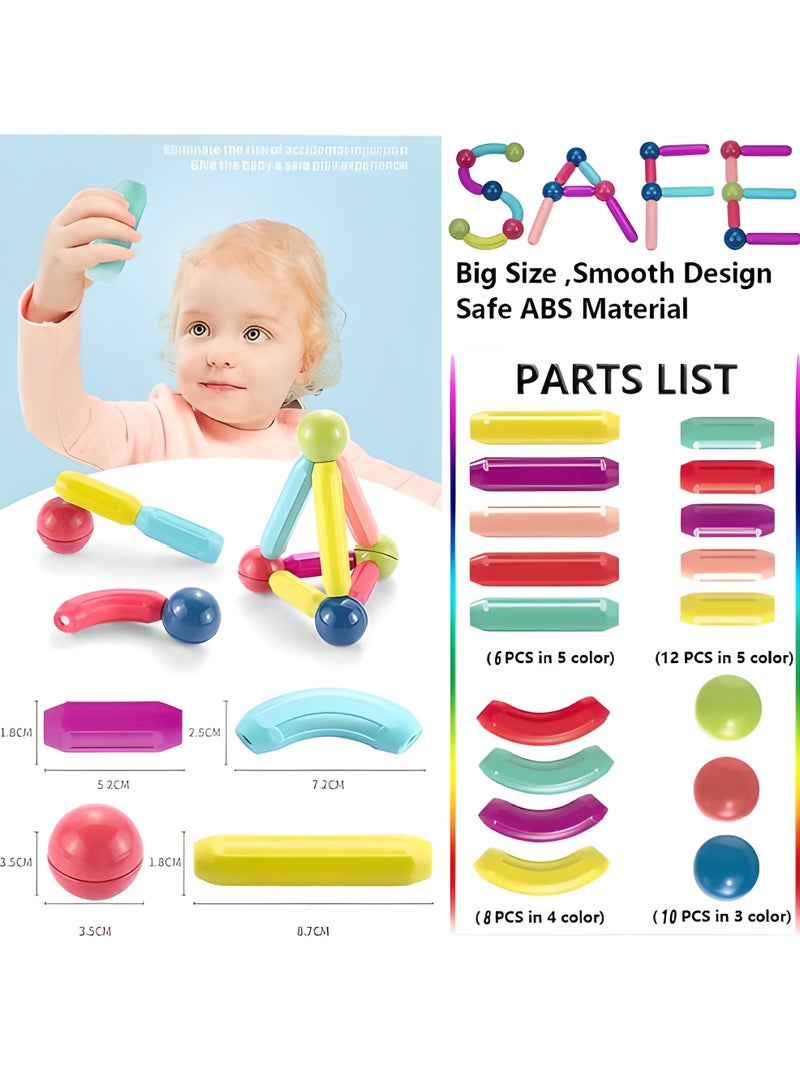LIXADA 36pcs Magnetic Sticks Blocks Building Toys for Youngsters, Big Size Magnet STEM Toys Learning Educational Constructor Set Magnet Toys for Youngsters Toys for Youngsters Age 3-6 Birthday Gifts Magnet Gift Random Color - Image 4
