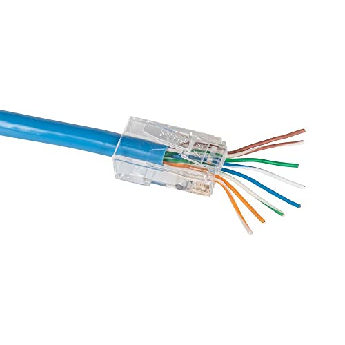Klein Tools VDV826-703 Pass-Thru Modular Data Plug, RJ45 CAT6, Gold Plated, Pass Through Connectors 50-Pack - Image 5