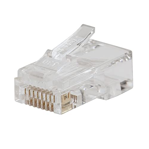 Klein Tools VDV826-703 Pass-Thru Modular Data Plug, RJ45 CAT6, Gold Plated, Pass Through Connectors 50-Pack - Image 1