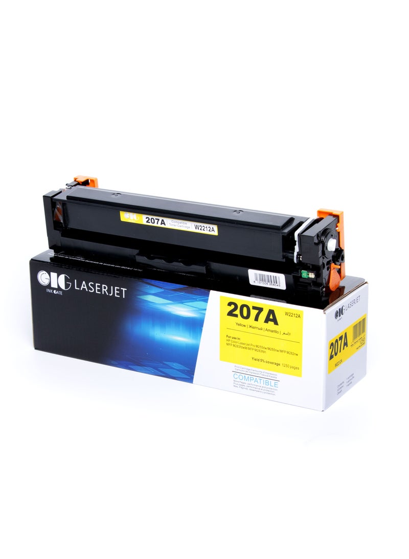 IG Compatible Yellow Toner Cartridge – 207A – for HP Color LaserJet Pro M255dw, M282nw, M283fdw (Up to 1,250 Pages) - Image 1