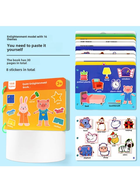 Enlightening Quiet Book Baby Educational Toy Kindergarten Early Education Cognitive Teaching Aware Children's Concentration Tear Paste Book-Color:The Enlightenment Model  Needs To Stick Hook And Loop On Its Own.