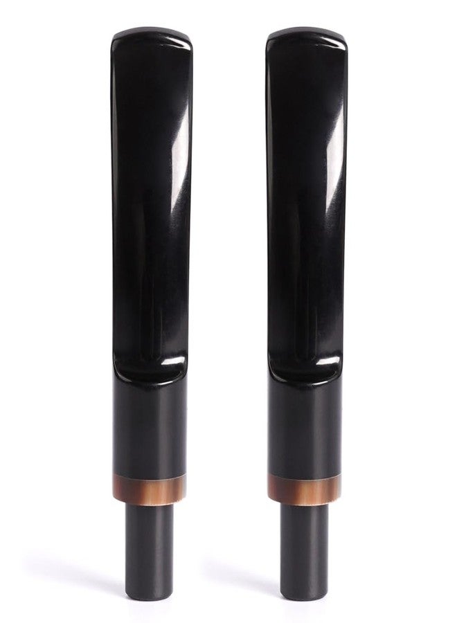 HEYSONG 2PCS Tobacco Pipe Accessories Acrylic Stem Bent Saddle Style with Horn Ring Pipe Stem Mouthpiece for DIY Fit9mm Filters HSBE0120X2 - Image 1