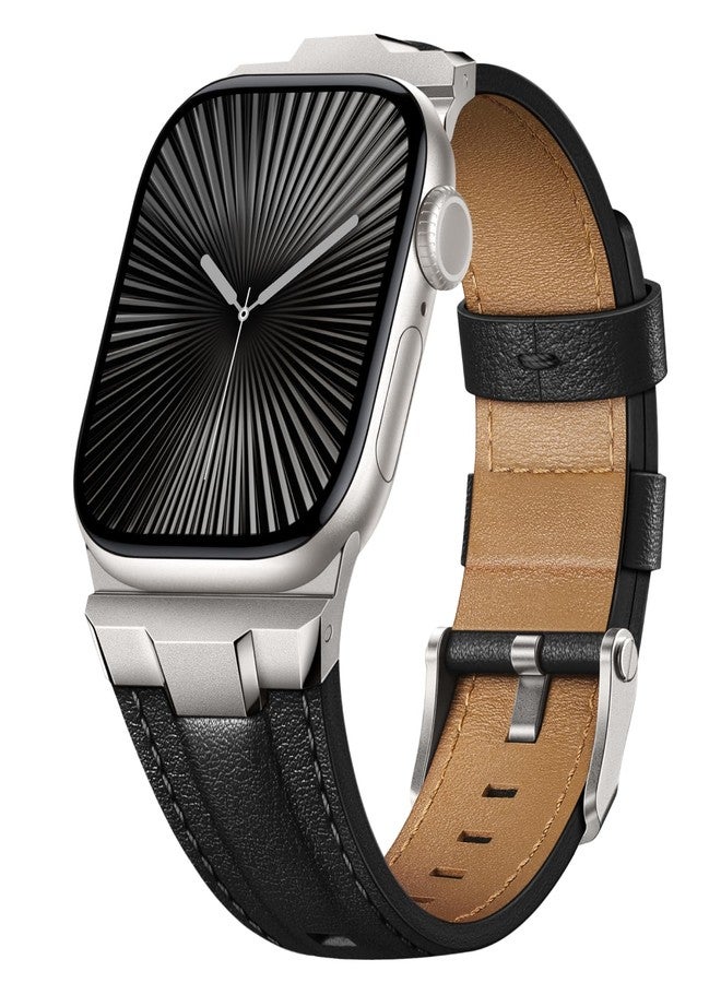 سويتيسبيست أساور جلدية من Suitisbest متوافقة مع ساعة Apple Watch Ultra بمقاسات 49 مم، 46 مم، 45 مم، 44 مم، 42 مم، سوار بديل من الجلد الطبيعي لساعات iWatch Series 11، 10، 9، 8، 7، 6، 5، 4، 3، 2، 1، SE 3 2 1، Ultra 3 2 1 - Image 1