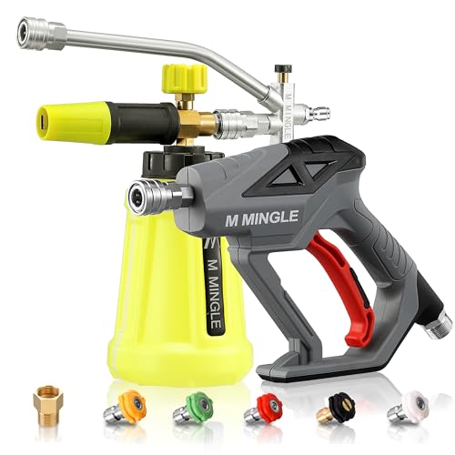 M MINGLE High Pressure Washer Gun with Foam Cannon, Foam Cannon Dual Connector Accessory, Car Wash Foam Gun Kit 1/4 Inch Quick Connector, 5 Pressure Washer Nozzle Tips - Image 5